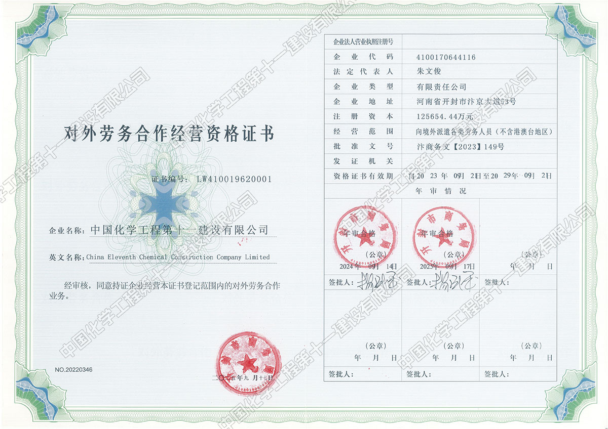 Foreign Labor Cooperation Operation Qualification Certificate